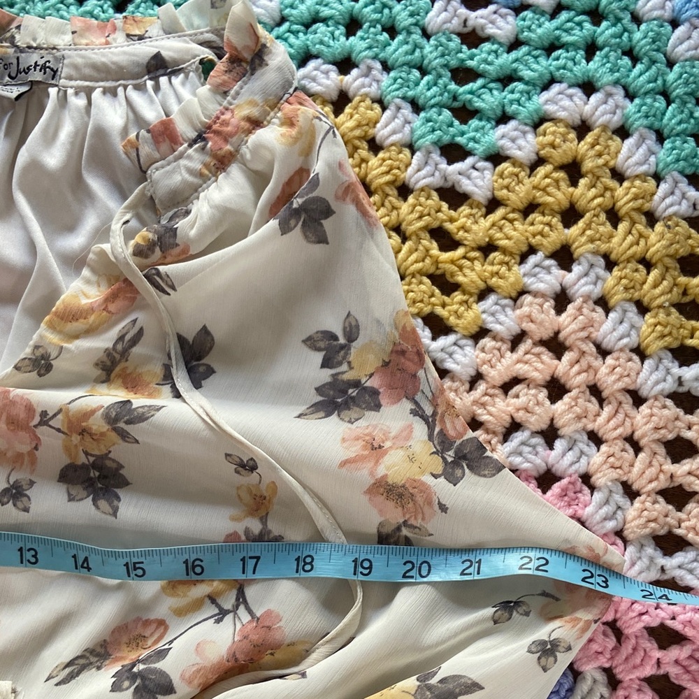 J for Justify Floral Sleeveless Tank Sun Mini Dress Sheer Ruffle 1X Sheer - Picture 2 of 13